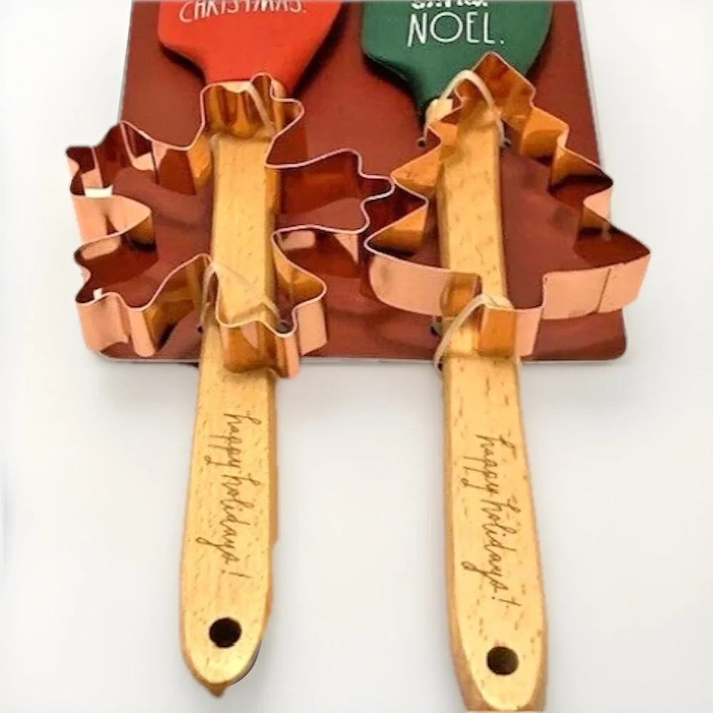 Christmas Cookies Holiday Bake Party Spatula Cookie Cutter Set Snowflake Tree